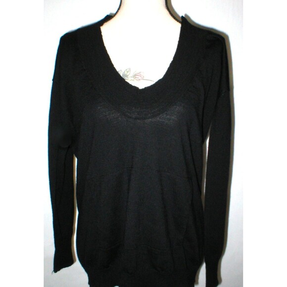 New NWT Designer Wool Sweater 44 Italy Womens 8 Zinco Black Kangaroo Pocket M - Picture 1 of 12